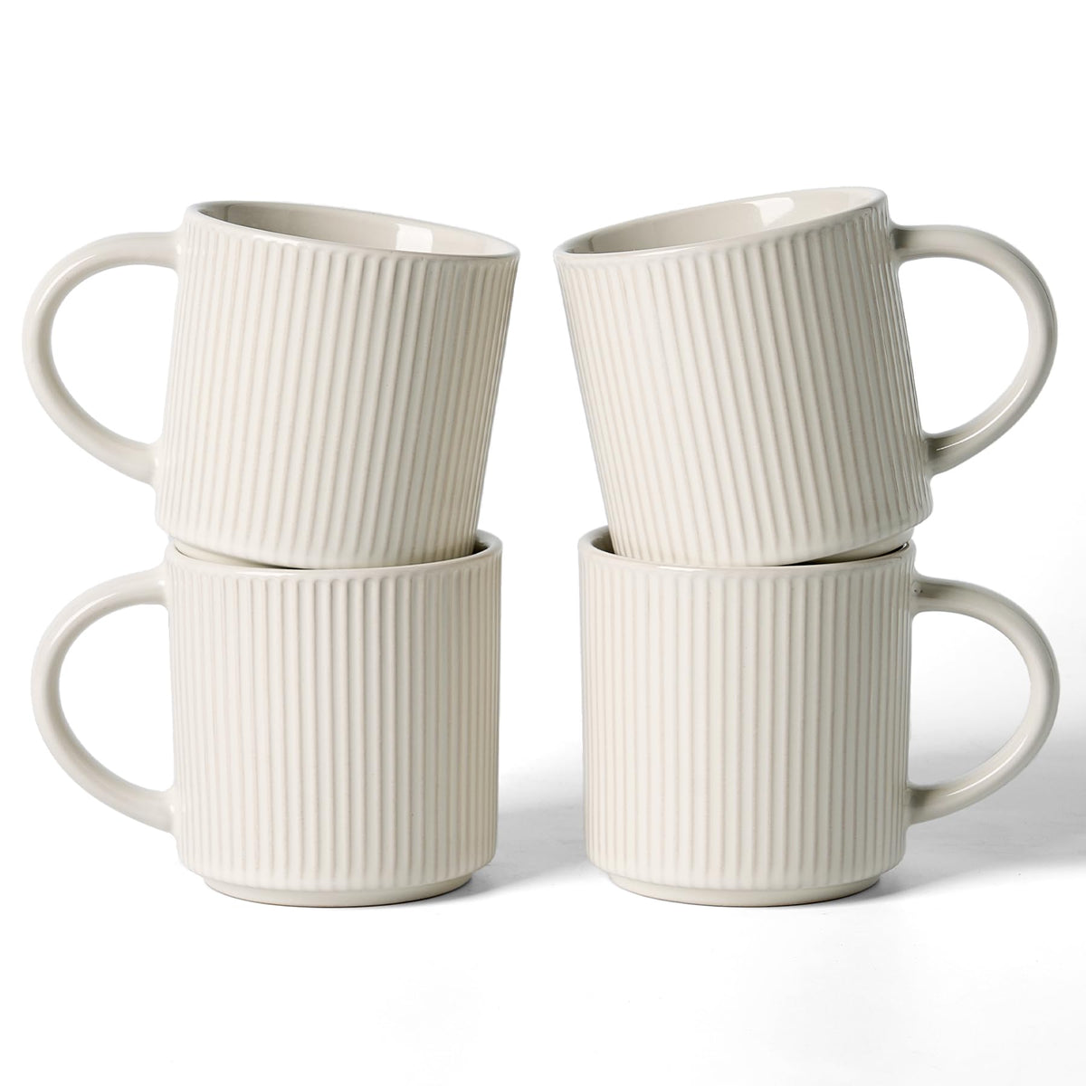 famiware Coffee Mug Set of 4, Star 12 oz Ceramic Mugs Cups Set with Handle
