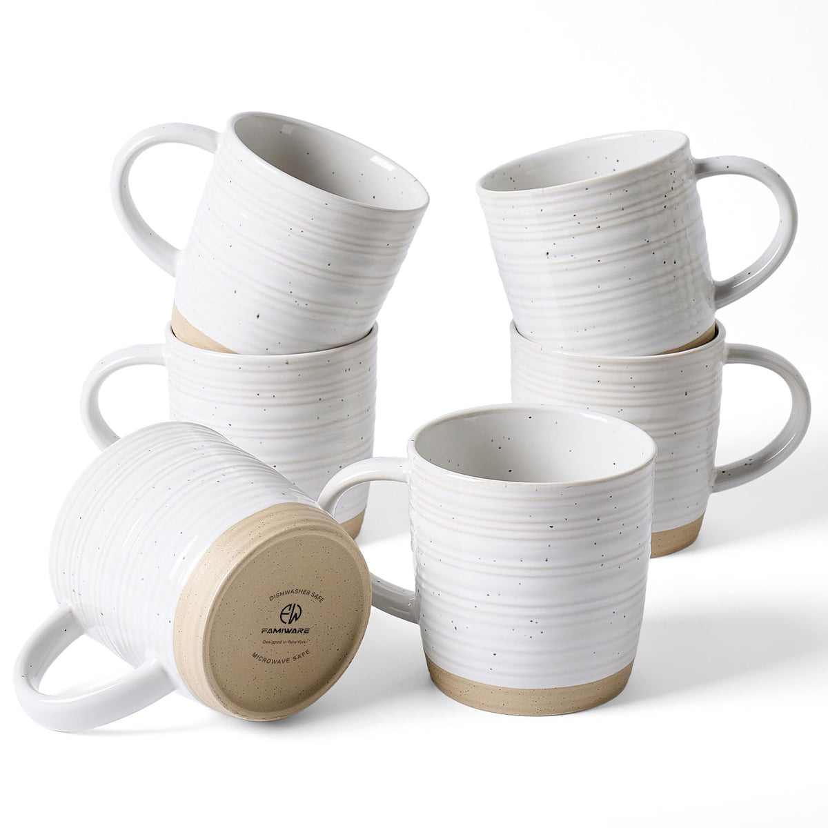 famiware Coffee Mugs Set of 6, 13 oz Mug Set, Ceramic Cup Set with Handle