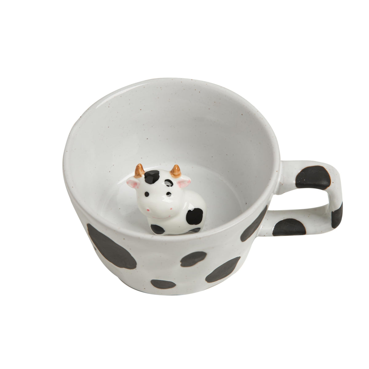 DIHOclub Farmhouse Ceramic Coffee Mug with Squirrel Figurine – Rustic Stoneware Cup, Matte Finish, Ideal for Breakfast & Home Decor (Green Squirrel)
