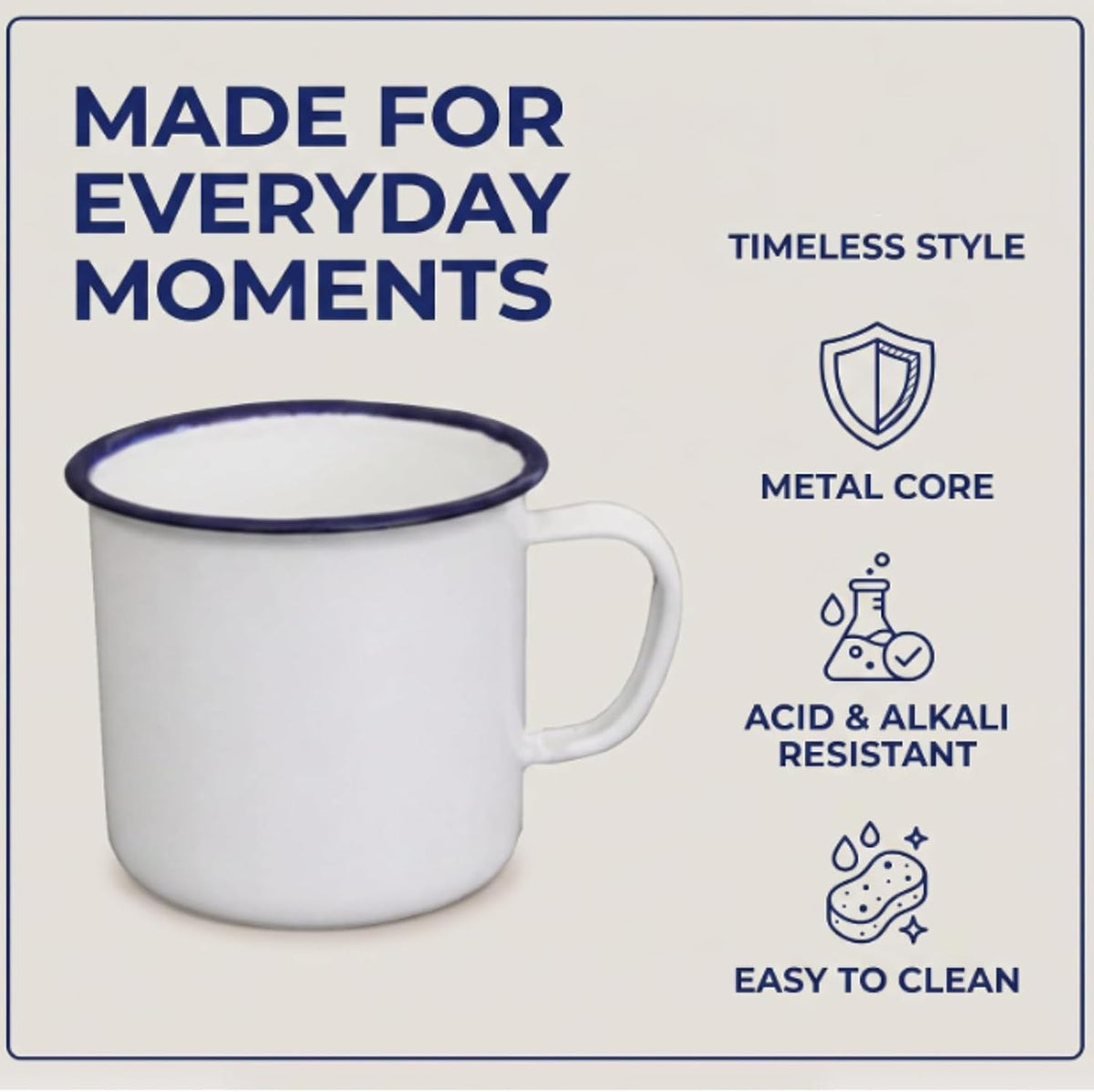 White 6cm Enamel Coffee Tea Mug, Enamel Drinking Cups for Home/Travel/Camping, Resusable and Portable Camping Mugs Coffee Mug for Indoor Outdoor Activities, Cups and Mugs