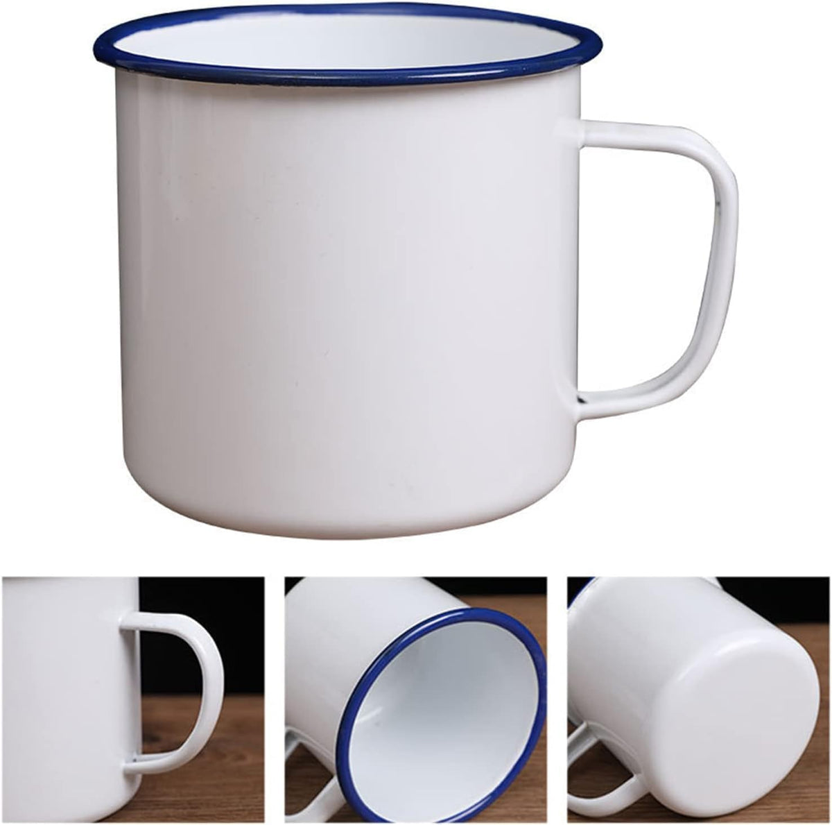 White 6cm Enamel Coffee Tea Mug, Enamel Drinking Cups for Home/Travel/Camping, Resusable and Portable Camping Mugs Coffee Mug for Indoor Outdoor Activities, Cups and Mugs