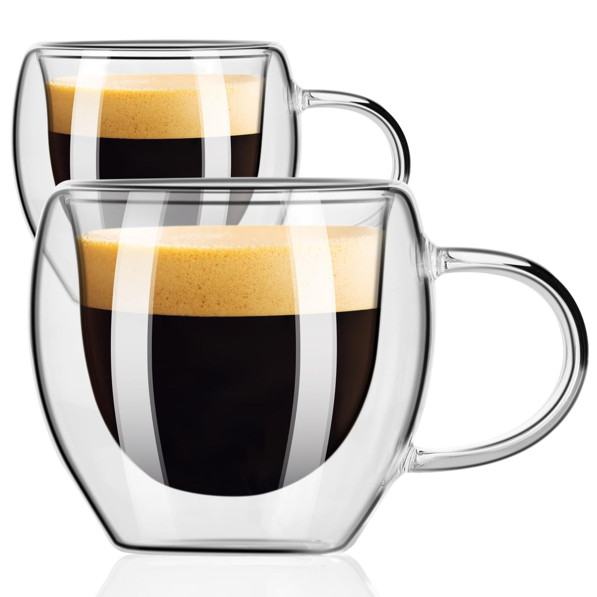 PARACITY Glass Mug Set of 2, 14.2 fl oz Clear Coffee Cups with Handles