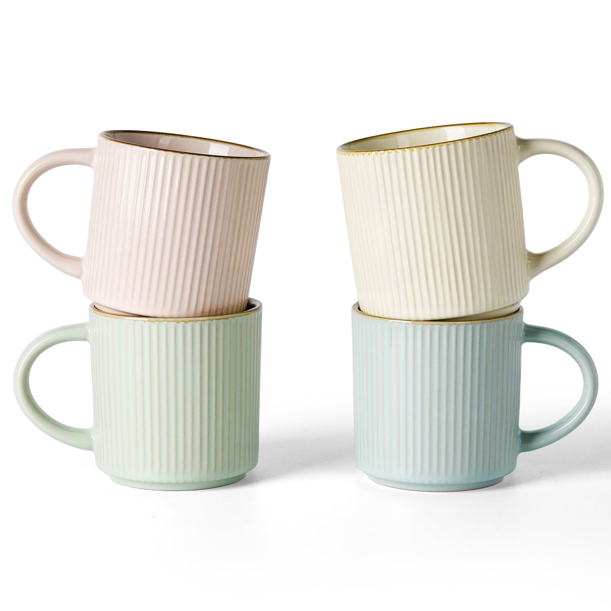 famiware Coffee Mug Set of 4, Star 12 oz Ceramic Mugs Cups Set with Handle