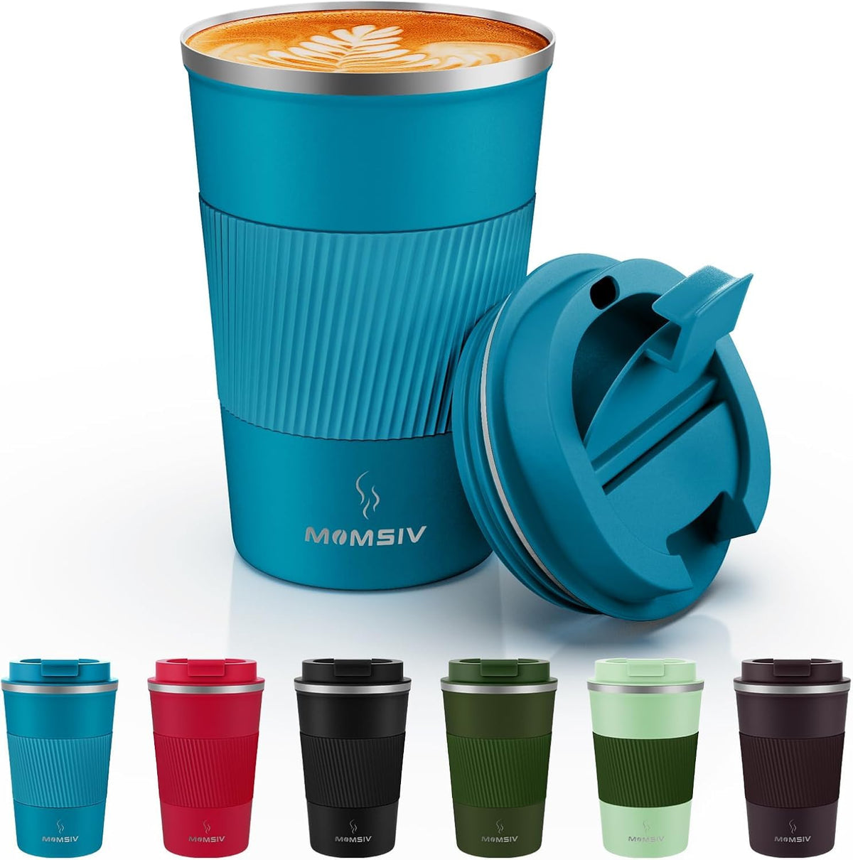 MOMSIV 12oz Travel Coffee Mug, Insulated Coffee Cup with Leakproof Lid