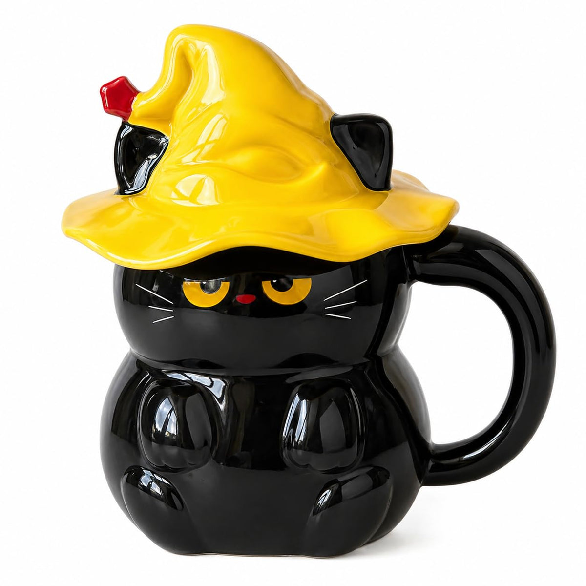 Cute Ceramic Mug, 12.8oz/380ml Unique Handcrafted Shape Coffee Cup with Smile Face, Adorable Kawaii Drinkware Gift for Women