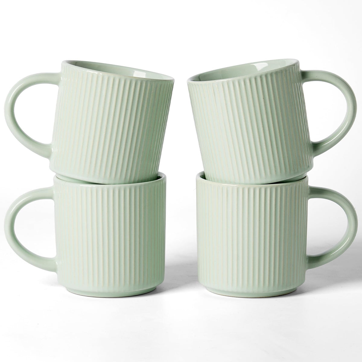 famiware Coffee Mug Set of 4, Star 12 oz Ceramic Mugs Cups Set with Handle
