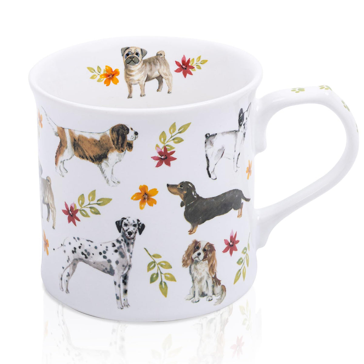 Spring Hummingbird Floral Coffee Mug, 12oz Dark Teal Ceramic Mug with Wisteria and Fluttering Hummingbird, Elegant Gift Mug for Mom, Women & Bird Lovers, Designed in England by Harvest Green Studio