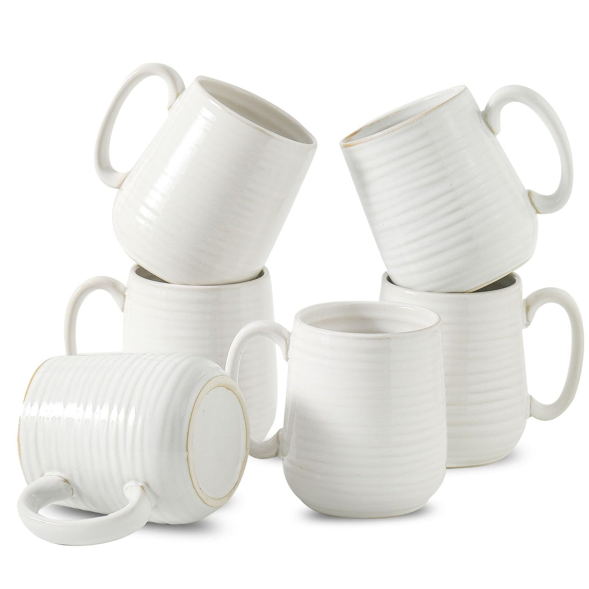 HASENSE Coffee Mugs Set of 4, 15 Ounce Ceramic Coffee Cups with Handle, Large Mug Set for Latte, Tea, Chocolate, Modern Cup Gift for Men and women, Dishwasher & Microwave Safe(Blue)