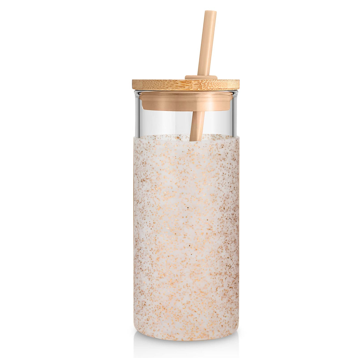 Tronco 20 oz Glass Tumbler with Lids and Straws, Reusable Iced Coffee Cups