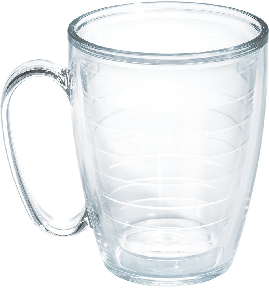 Tervis Clear & Colorful Tabletop Made in USA Double Walled Insulated Tumbler Travel Cup Keeps Drinks Cold & Hot, 16oz Mug, Clear