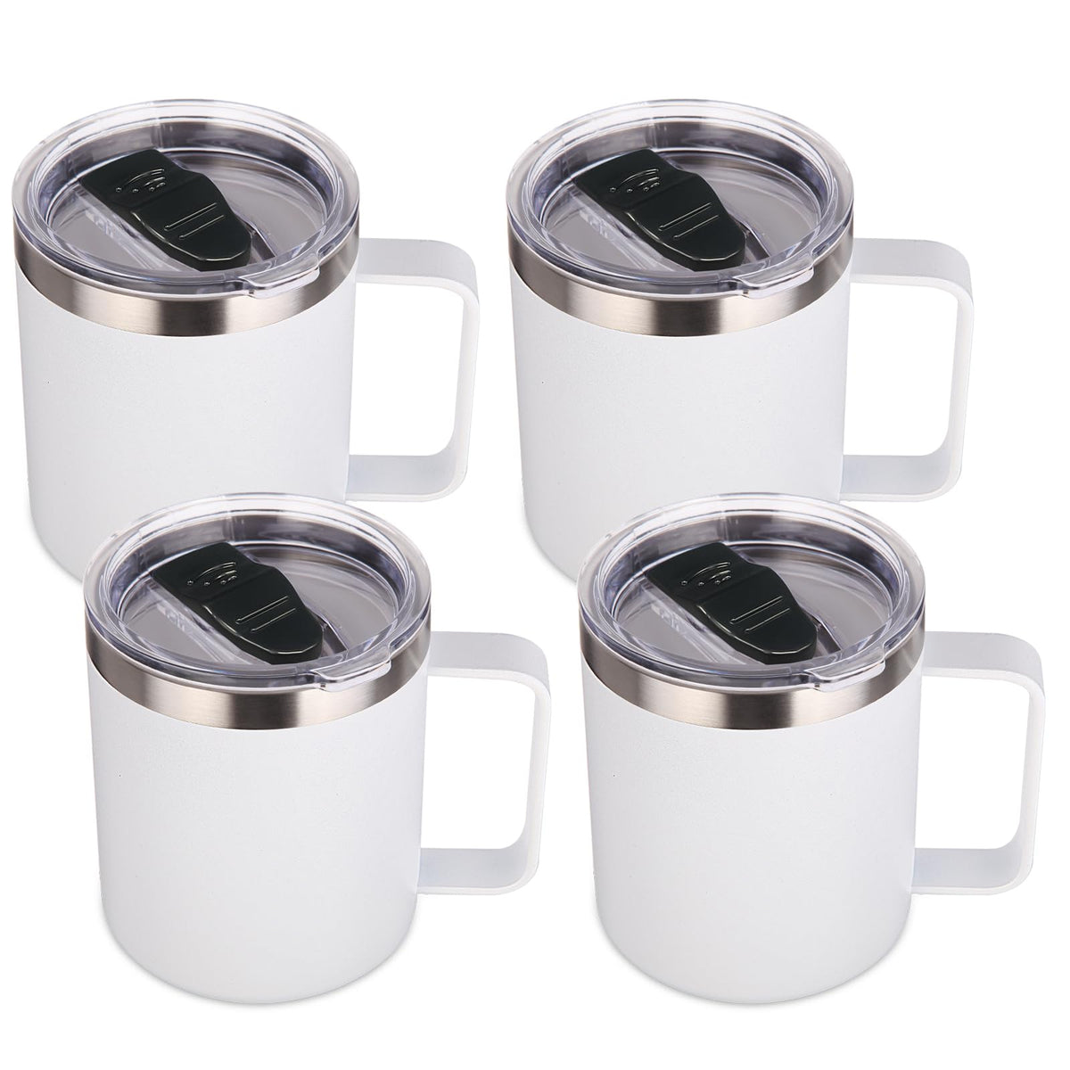 Volhoply 14oz Insulated Stainless Steel Coffee Mug with Lid Bulk 8 Pack,Double Wall Vacuum Travel Coffee Cup with Handle,Reusable Metal Cups Tumbler Cup, Camping Mugs,Ideal Gifts(Mix,8)