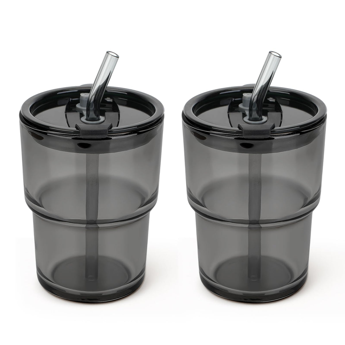 13 oz Glass Tumbler with Glass Straw and Lid