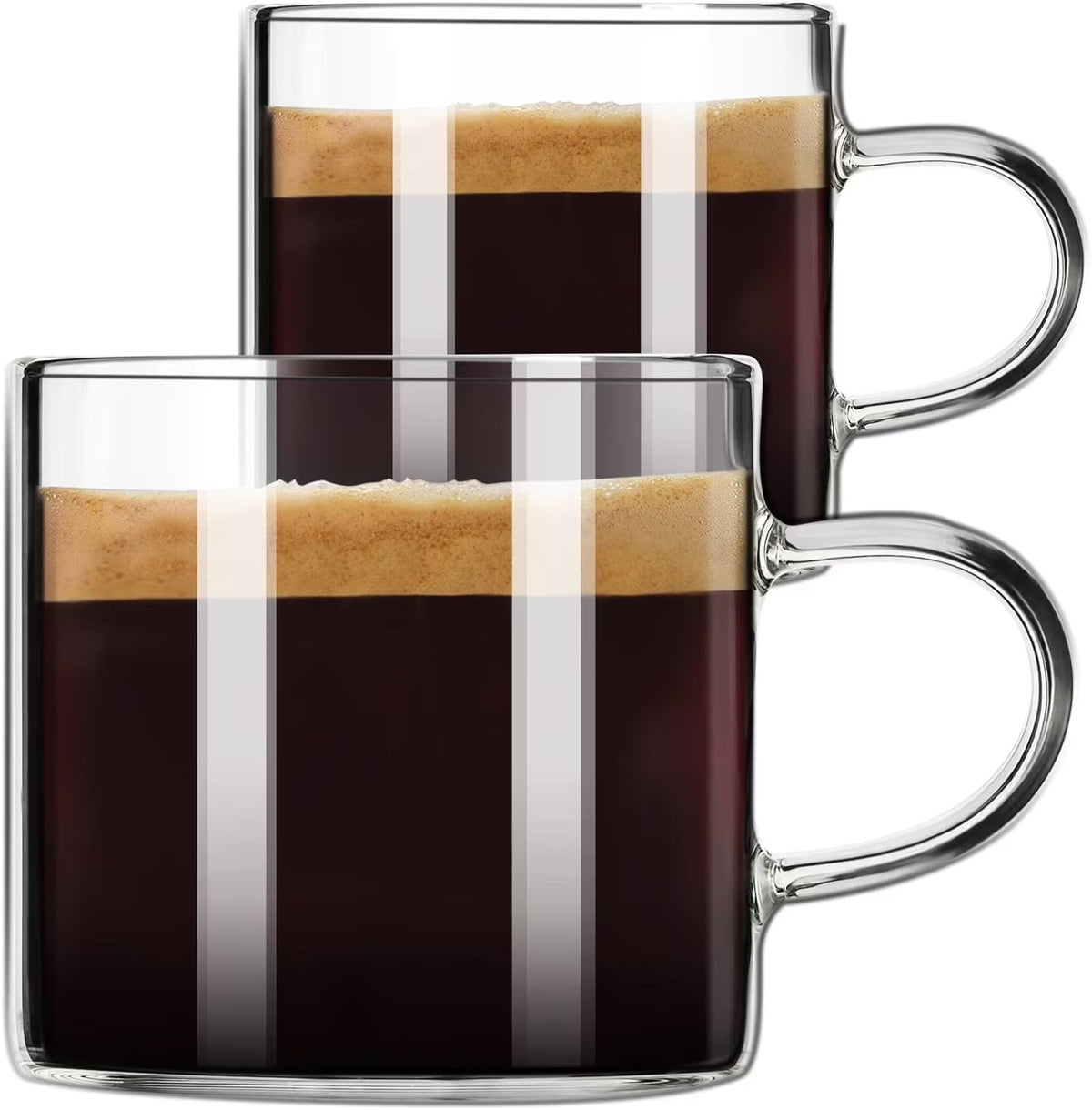 PARACITY Glass Mug Set of 2, 14.2 fl oz Clear Coffee Cups with Handles