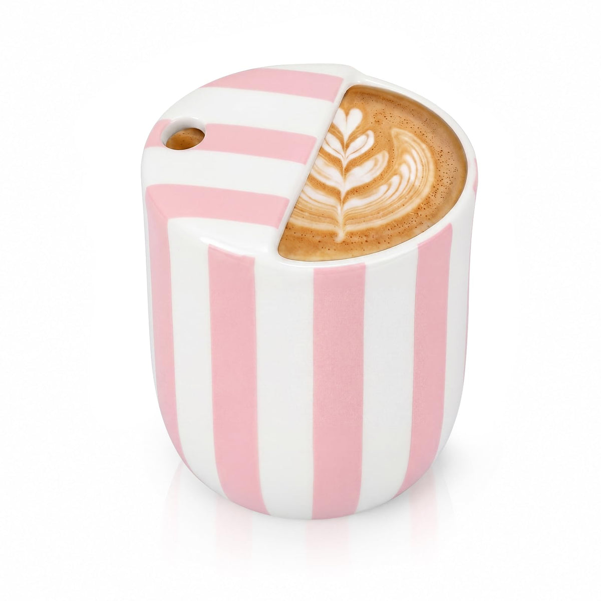 1 Pcs Ceramic Mug with Sip Hole 10 oz Light Blue Striped
