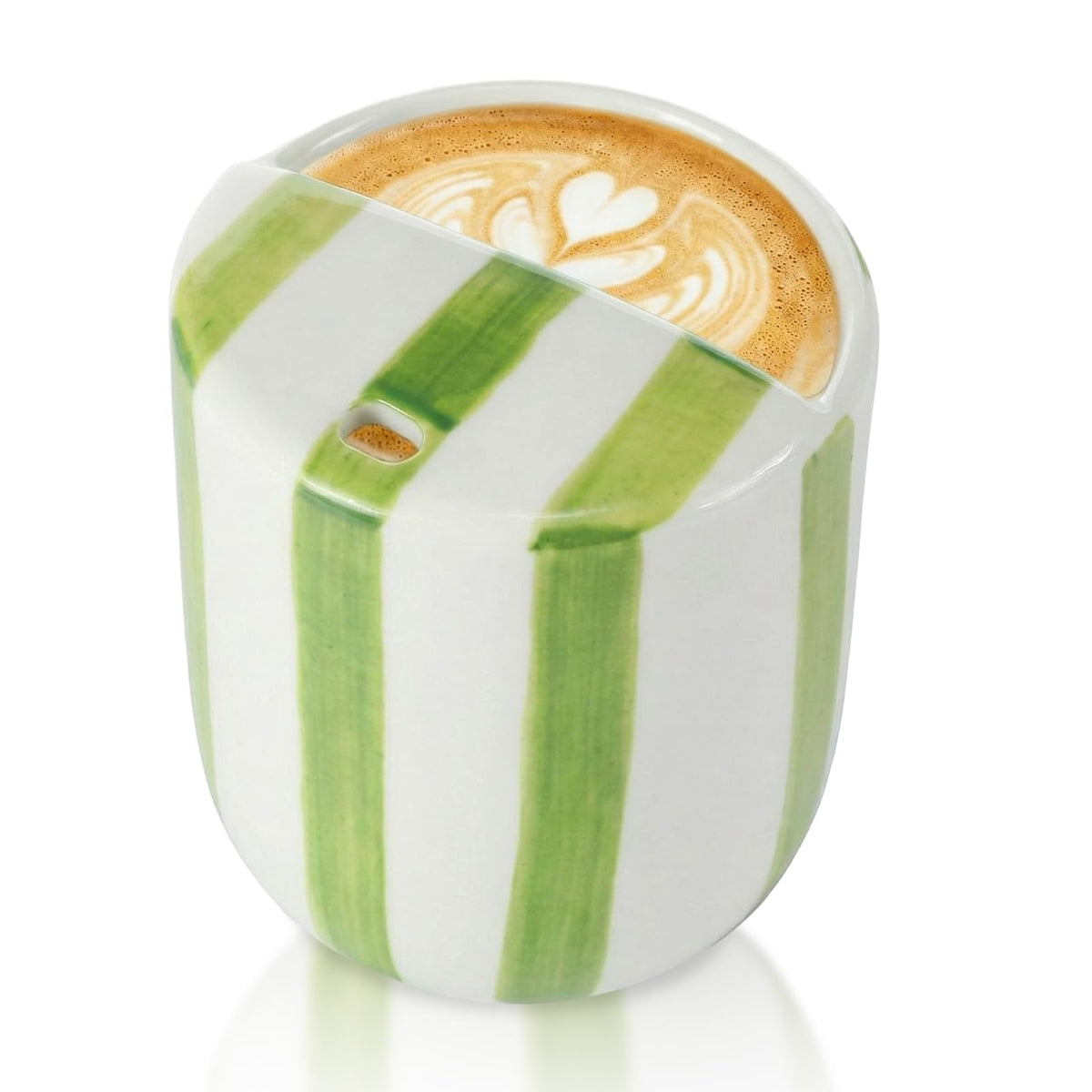1 Pcs Ceramic Mug with Sip Hole 10 oz Light Blue Striped