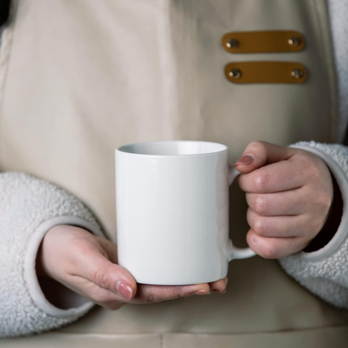 GBhome White Coffee Mugs Set of 12, 12 oz Ceramic Coffee Cups