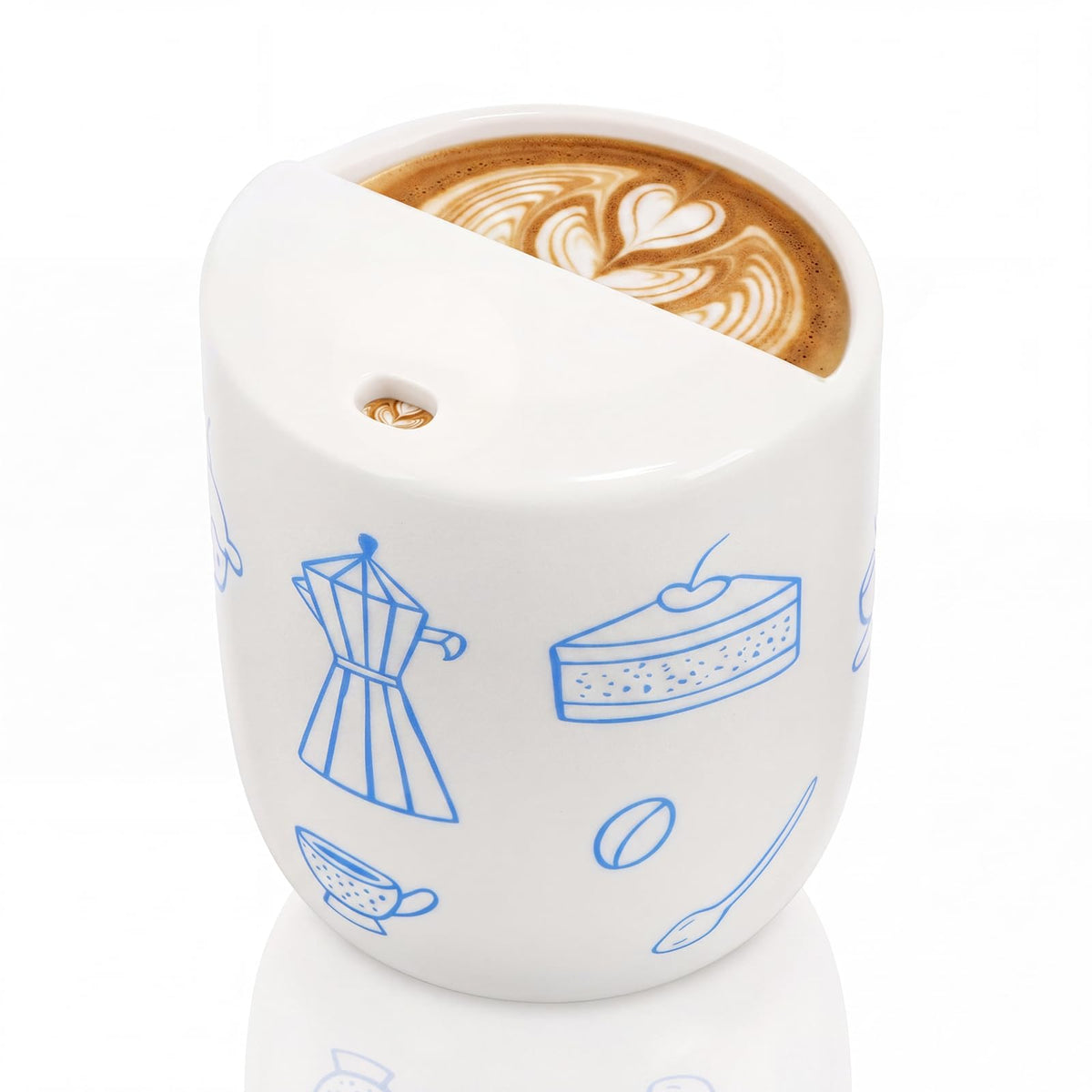 1 Pcs Ceramic Mug with Sip Hole 10 oz Light Blue Striped
