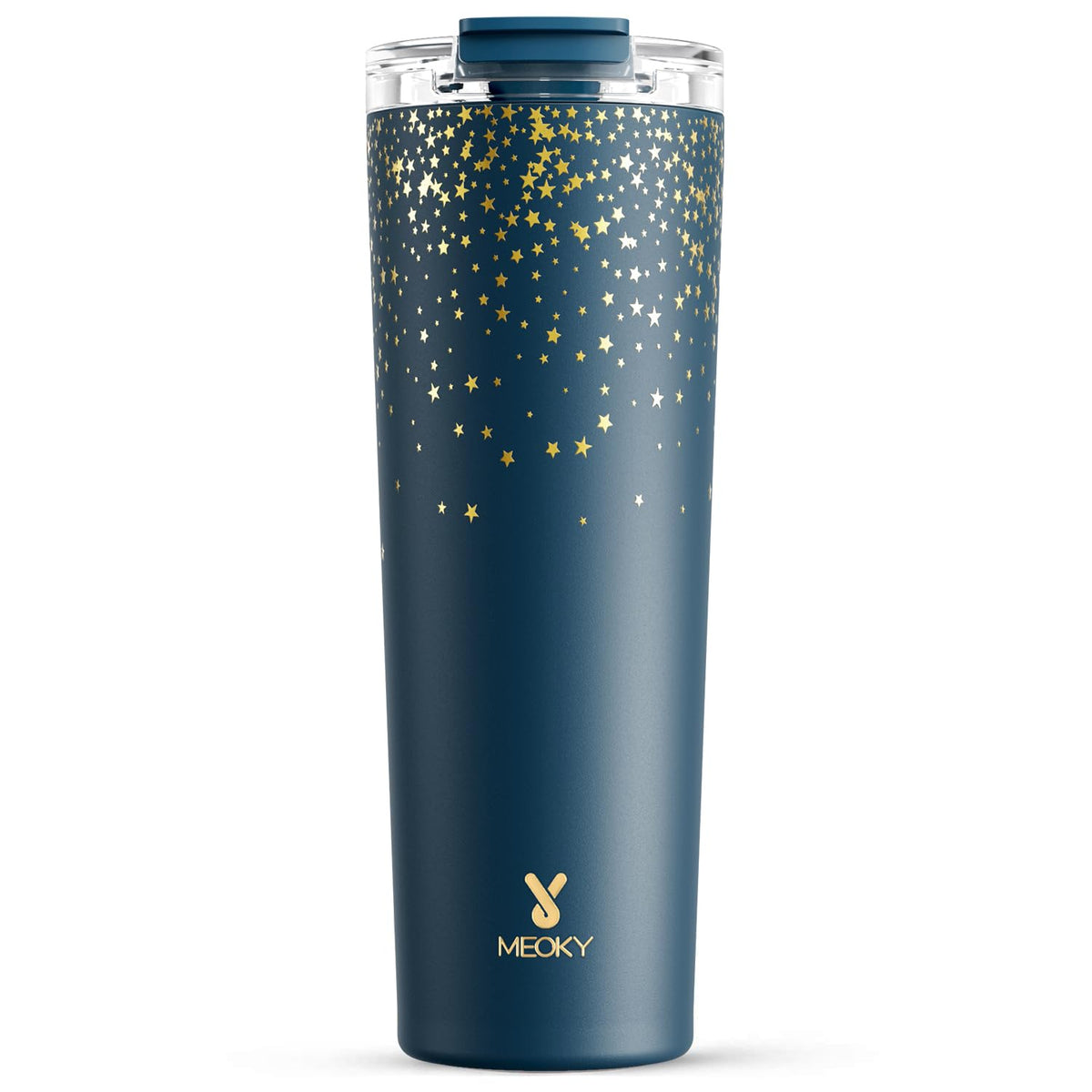 Meoky 24 oz Insulated Travel Coffee Mug: Leak Proof Lid, Night