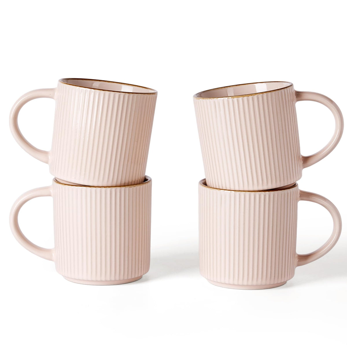 famiware Coffee Mug Set of 4, Star 12 oz Ceramic Mugs Cups Set with Handle
