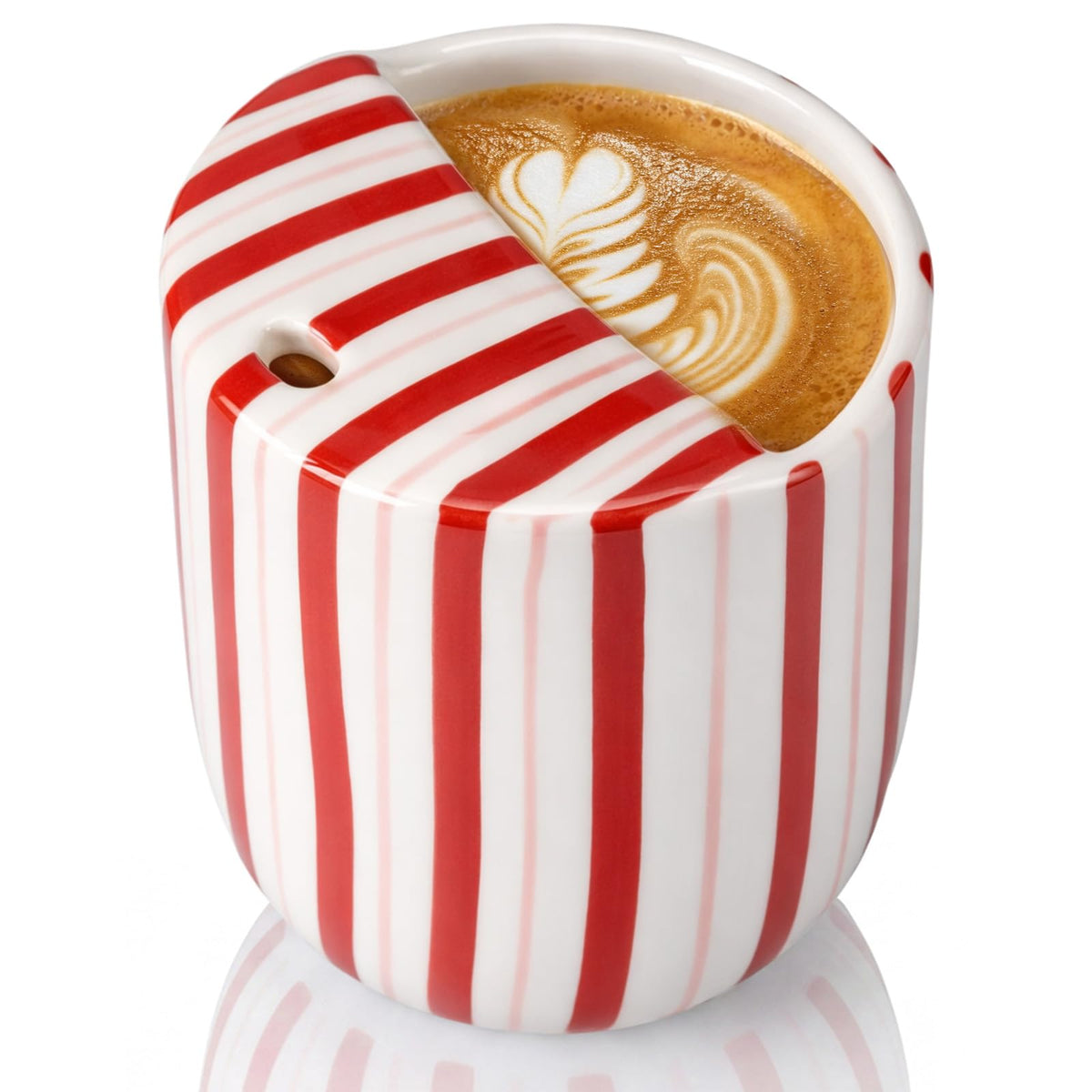 1 Pcs Ceramic Mug with Sip Hole 10 oz Light Blue Striped