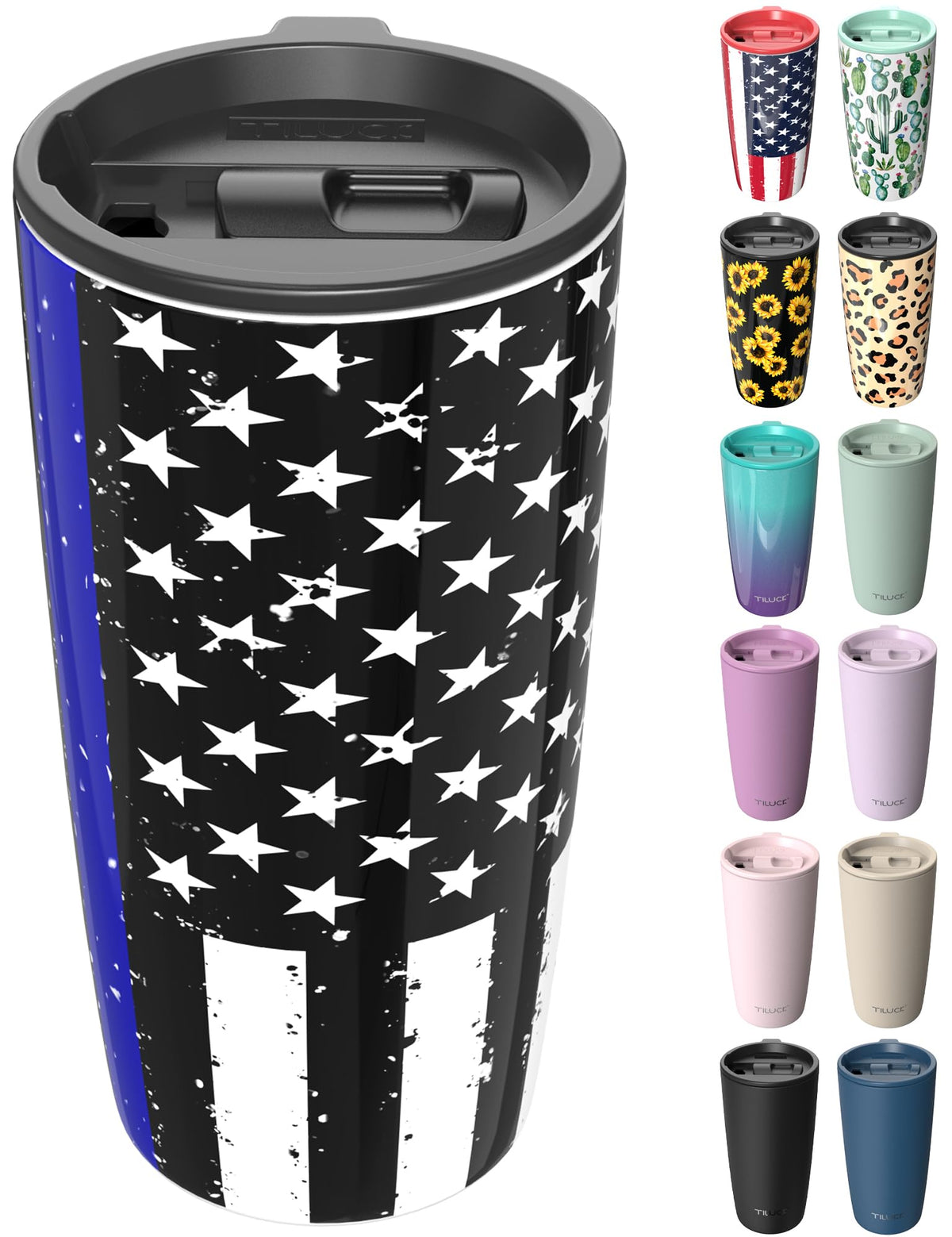 TILUCK 12 oz Insulated Coffee Mug with Lid and Handle