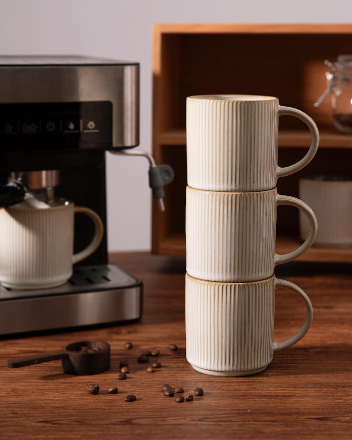 famiware Coffee Mug Set of 4, Star 12 oz Ceramic Mugs Cups Set with Handle