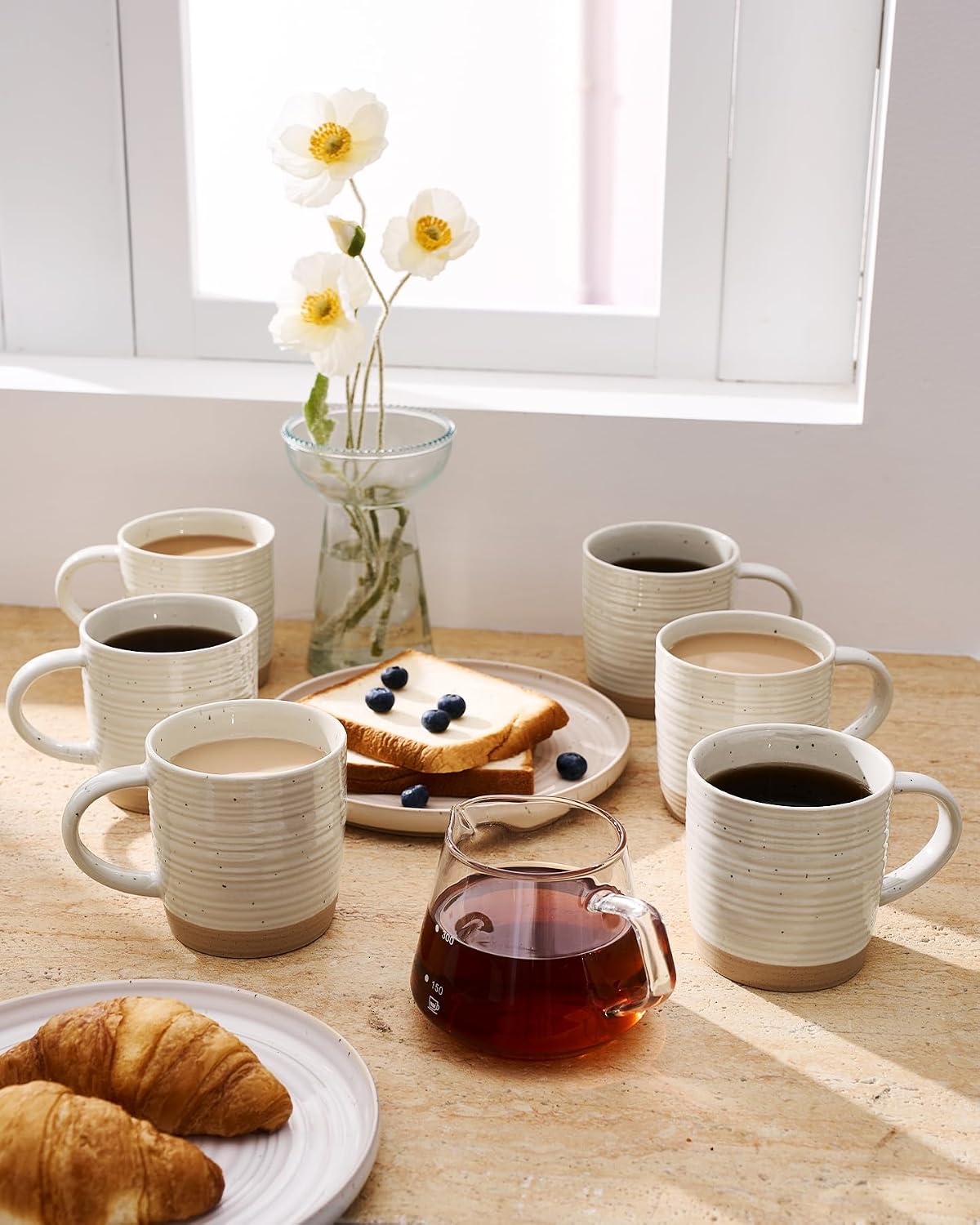 famiware Coffee Mugs Set of 6, 13 oz Mug Set, Ceramic Cup Set with Handle