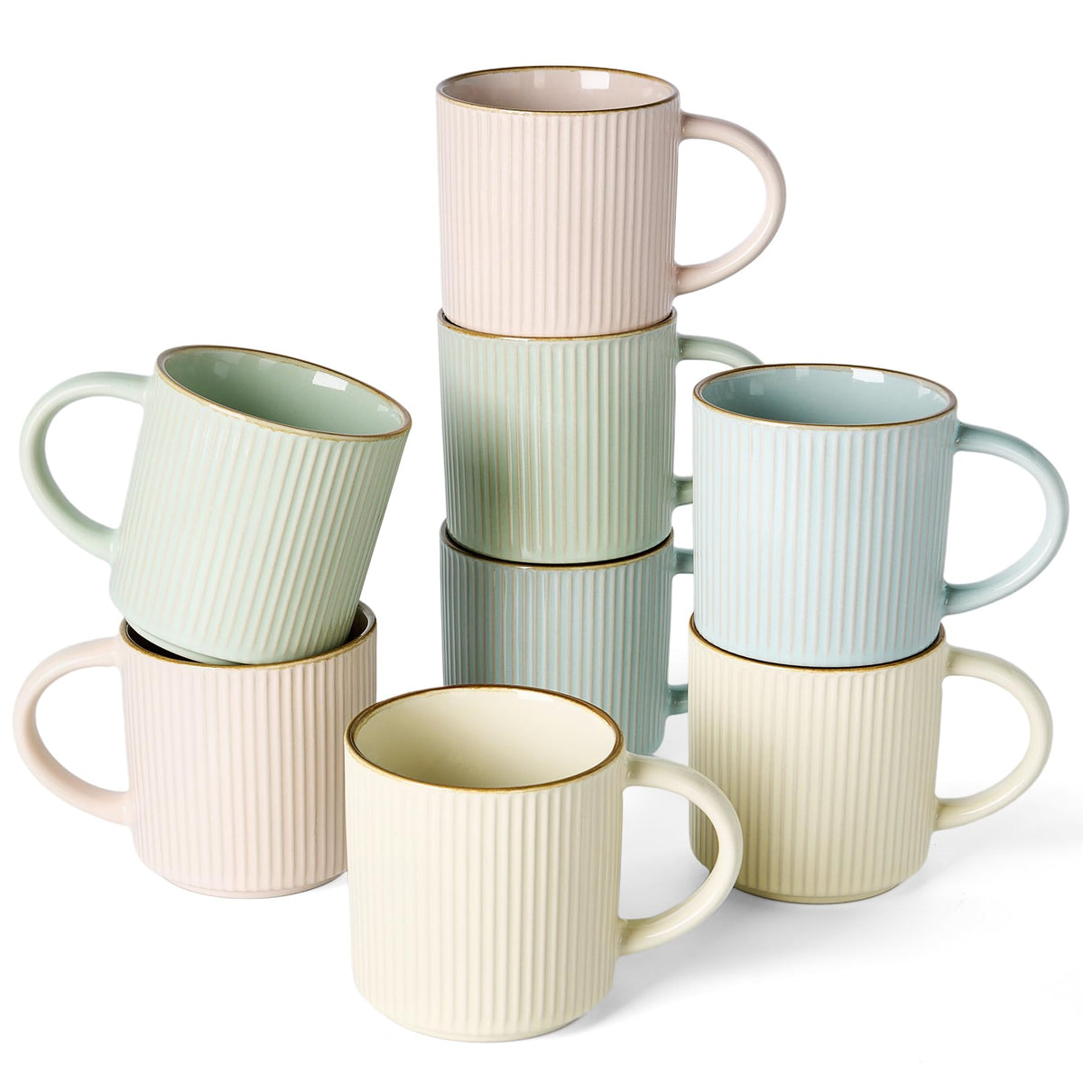 famiware Coffee Mug Set of 4, Star 12 oz Ceramic Mugs Cups Set with Handle