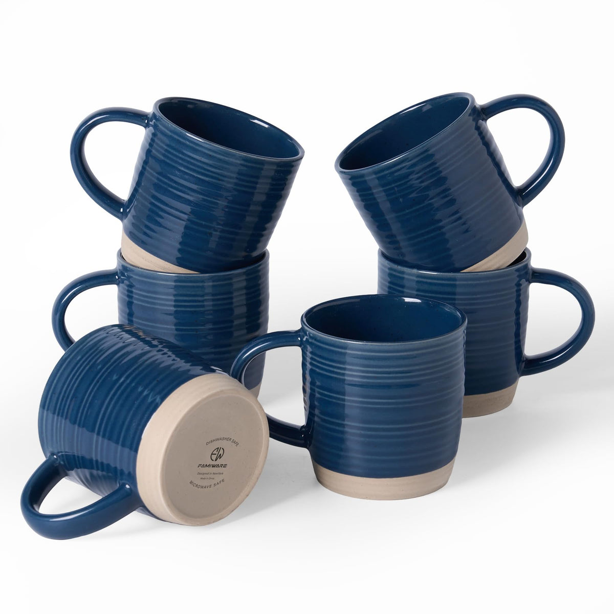 famiware Coffee Mugs Set of 6, 13 oz Mug Set, Ceramic Cup Set with Handle