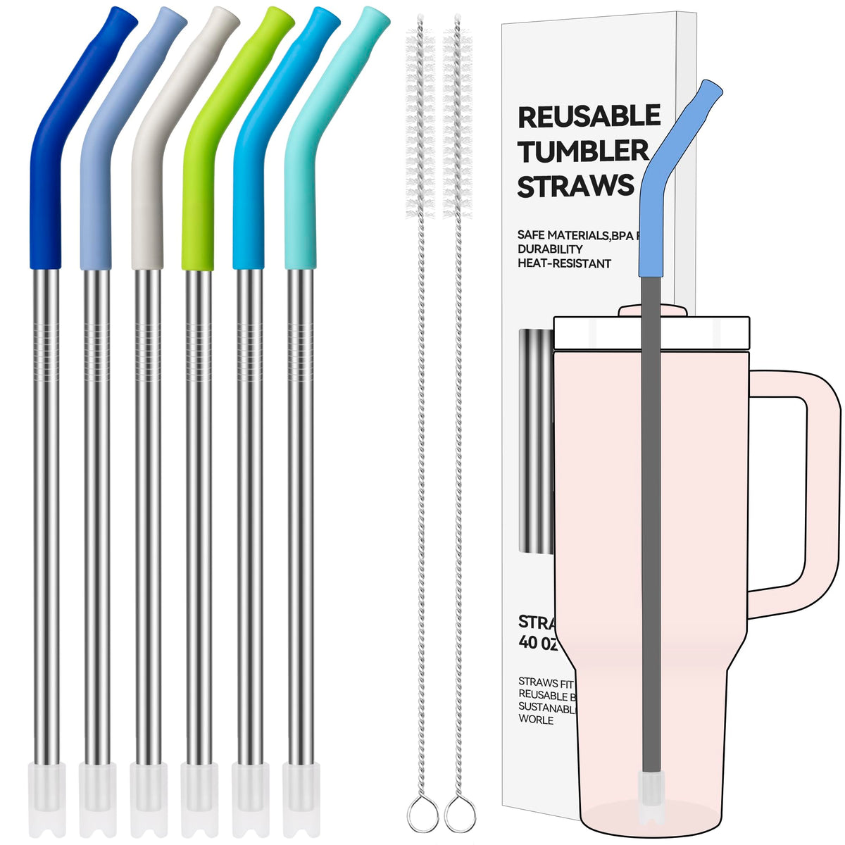 40 oz Straight Metal Straws for 40 oz Stanley Tumbler