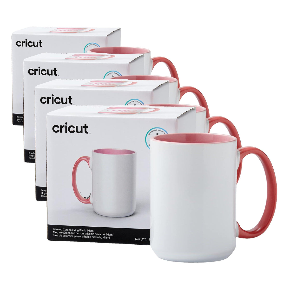 Cricut Beveled Blank Mug to Decorate, White/Gray