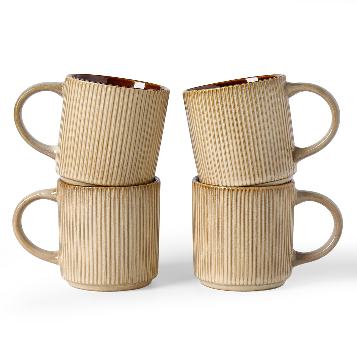 famiware Coffee Mug Set of 4, Star 12 oz Ceramic Mugs Cups Set with Handle