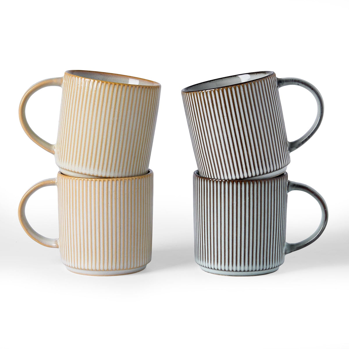 famiware Coffee Mug Set of 4, Star 12 oz Ceramic Mugs Cups Set with Handle