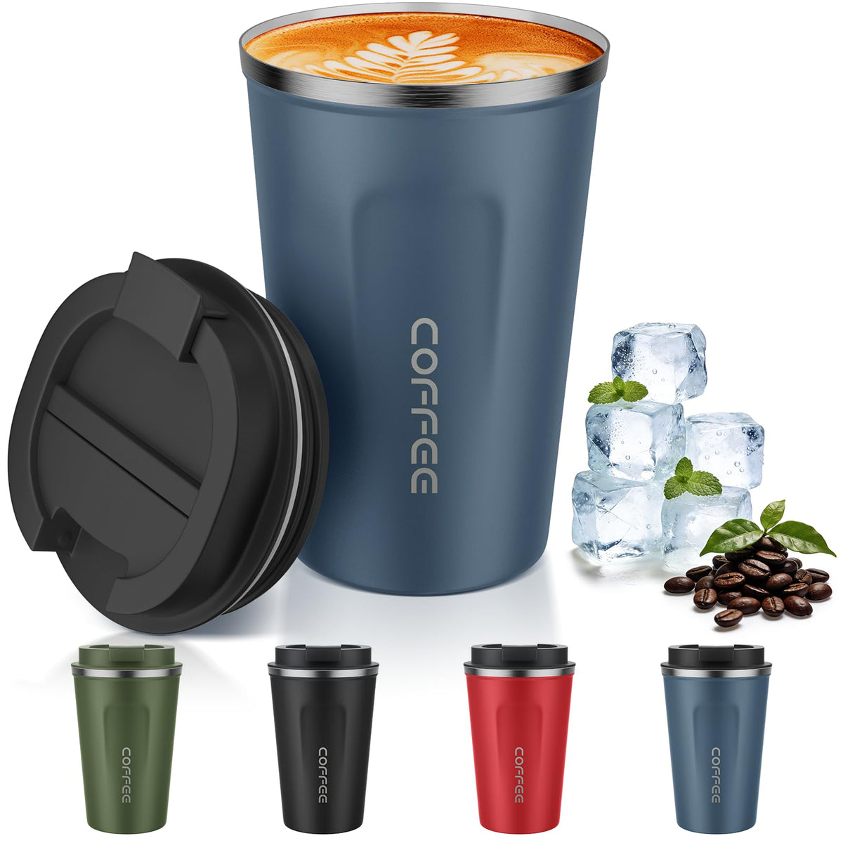 MOMSIV 12oz Travel Coffee Mug, Insulated Coffee Cup with Leakproof Lid