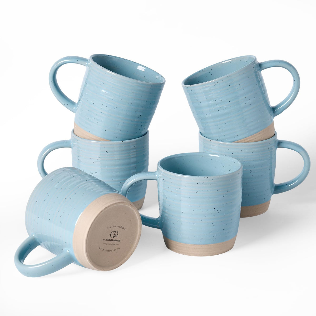 famiware Coffee Mugs Set of 6, 13 oz Mug Set, Ceramic Cup Set with Handle