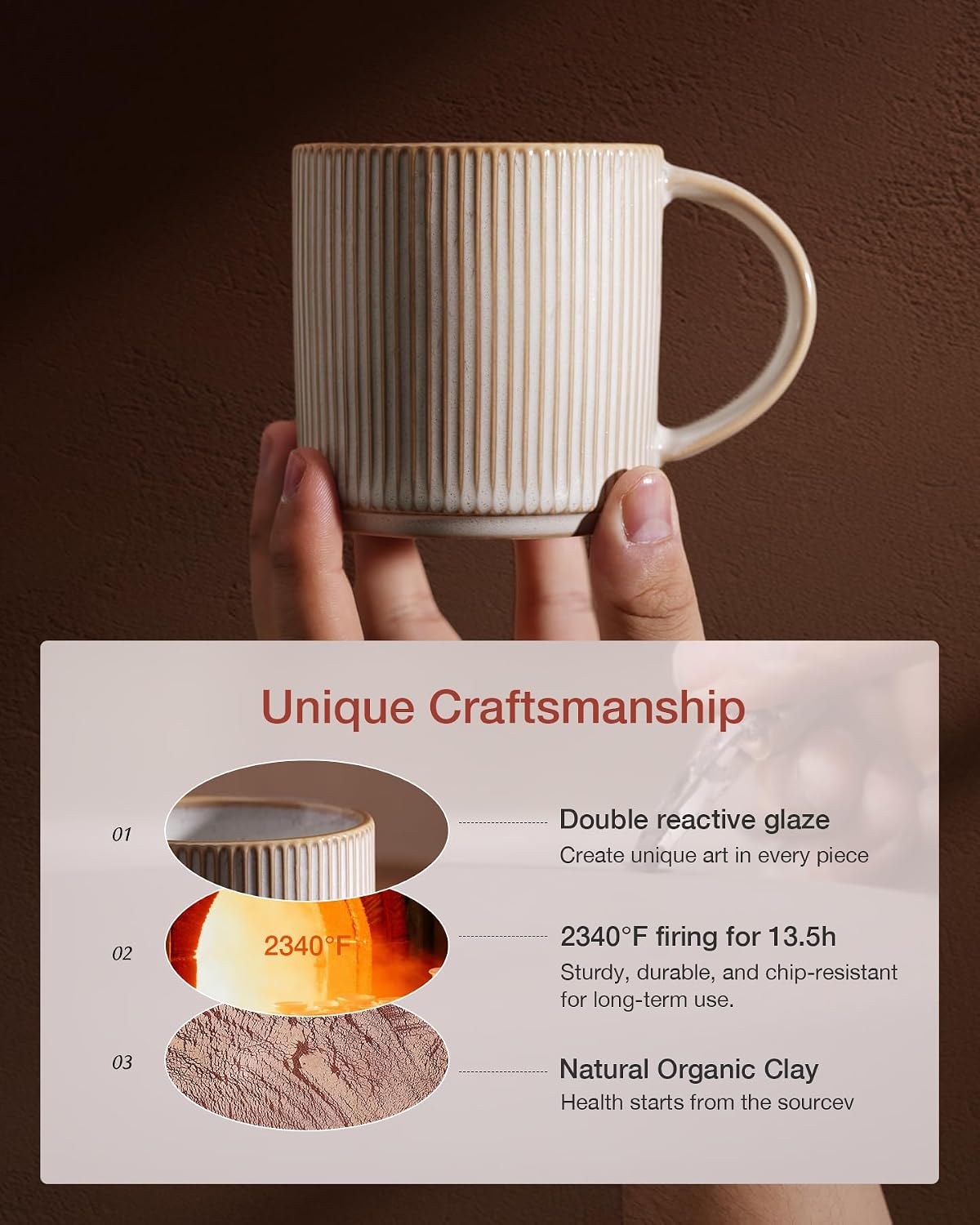 famiware Coffee Mug Set of 4, Star 12 oz Ceramic Mugs Cups Set with Handle