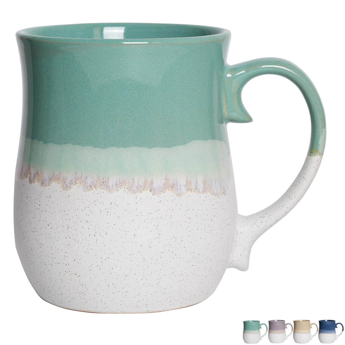 Bosmarlin Extra Large Ceramic Coffee Mug, 26 Oz, Dishwasher and Microwave Safe, Big Oversized Tea Cup, Reactive Glaze (Deep Blue)