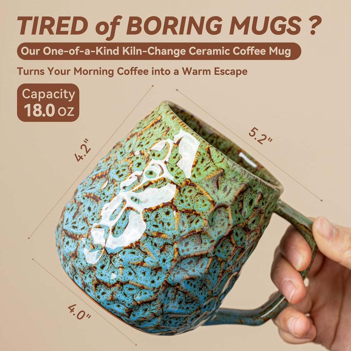 Forest Tide Ceramic Mug, 18oz Reactive Glaze Coffee Mug, Self Care Gift