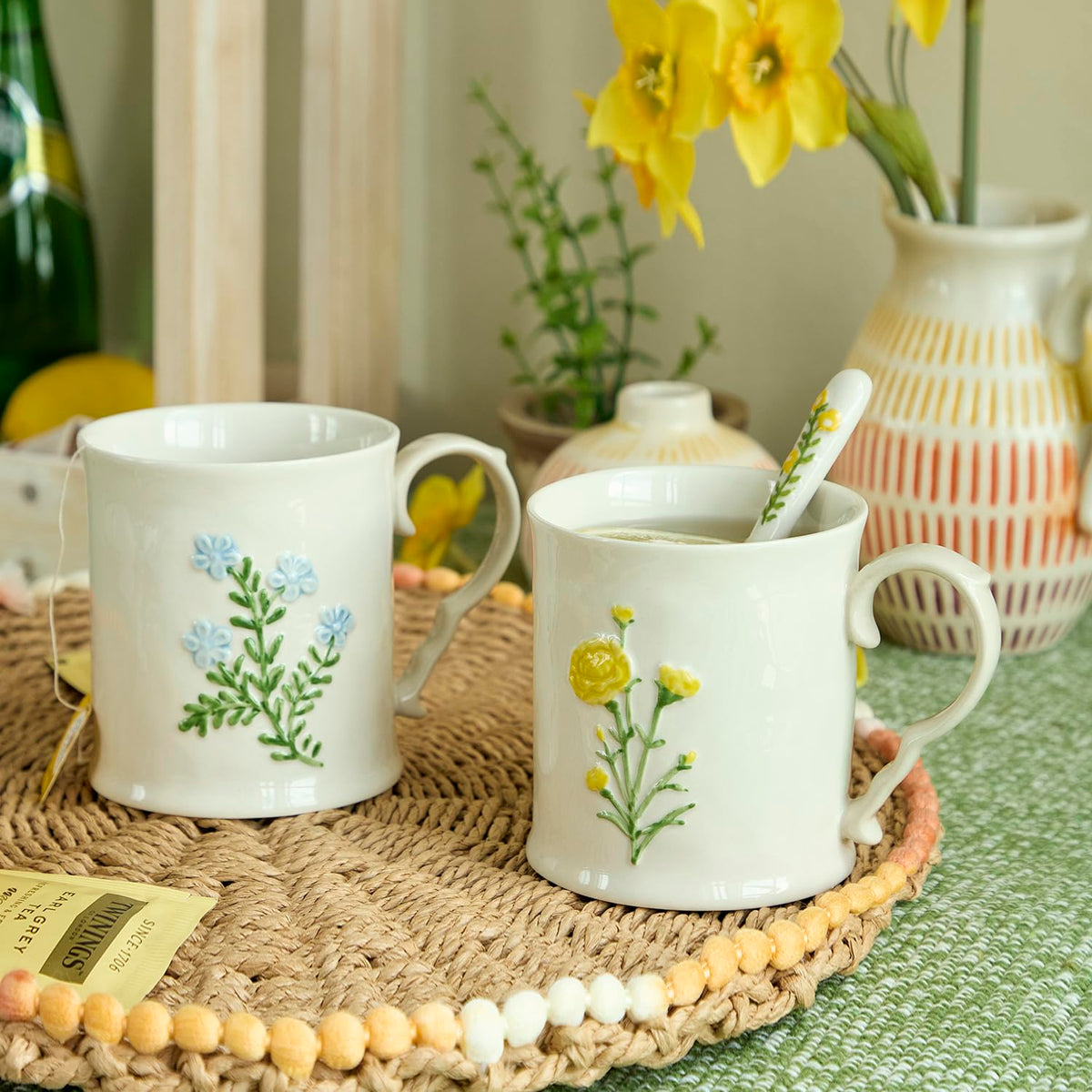 Artisanal Handcrafted Ceramic Mug with Sage Botanical Design - 10oz Off-White Stoneware Coffee Cup, Elegant Purple Sage Pattern, Dishwasher Safe, Comfort Grip Handle for Daily Use
