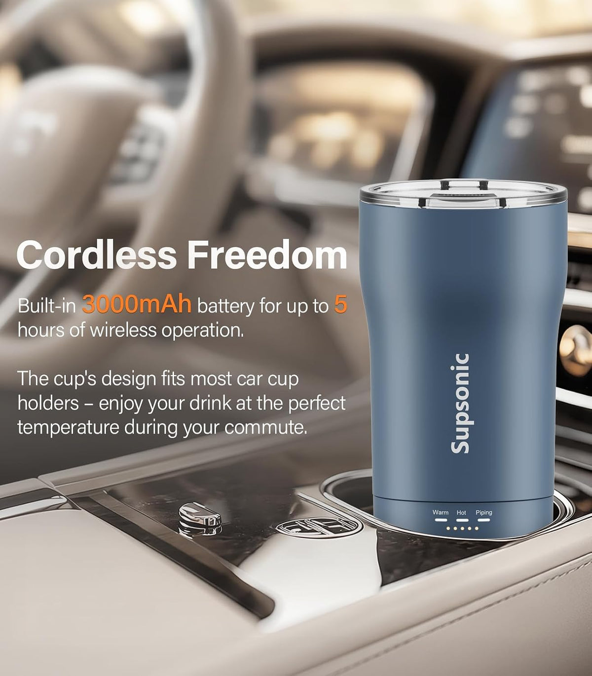 Supsonic Temperature Control Mug, 16oz Rechargeable Heated Coffee Mug (S1)