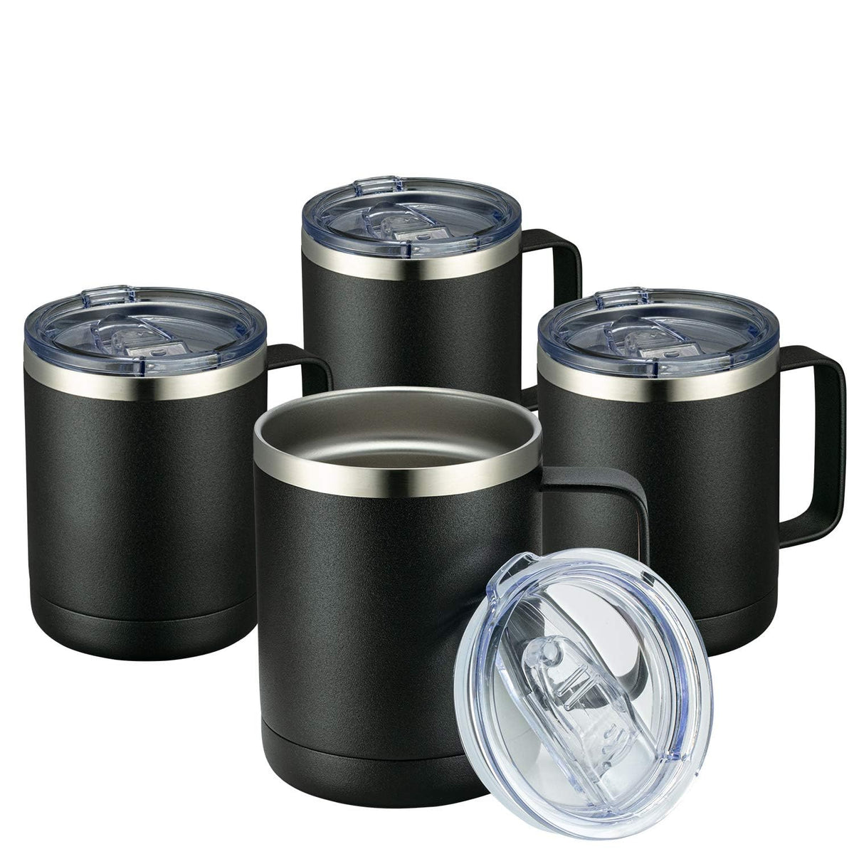 MEWAY 12oz Coffee Mug With Handle and Sliding Lid,Stainless Steel Travel Tumbler Cup with Handle,Double Wall Vacuum Insulated Camping Cup for Hot & Cold Drinks Tea (Lilac,Set of 1)