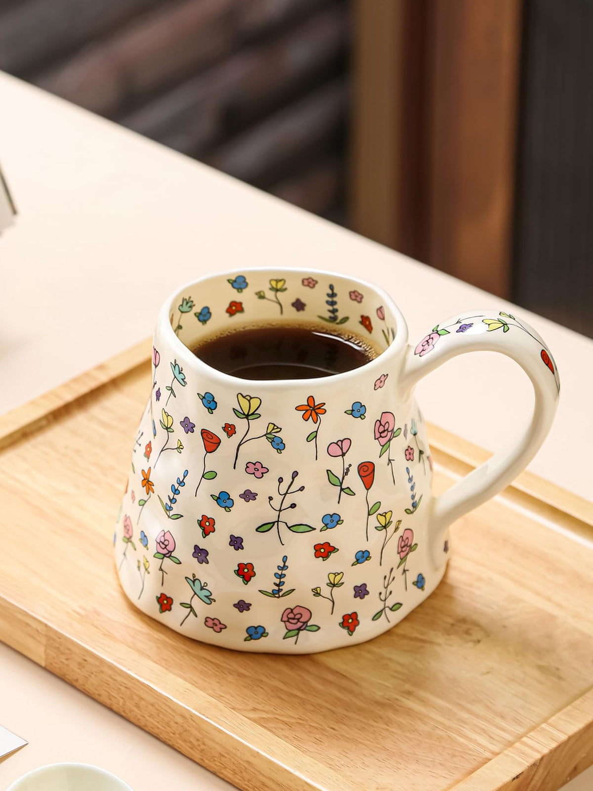 20oz Large Floral Coffee Mug with Big Handle, Mother's Day & Christmas Gift