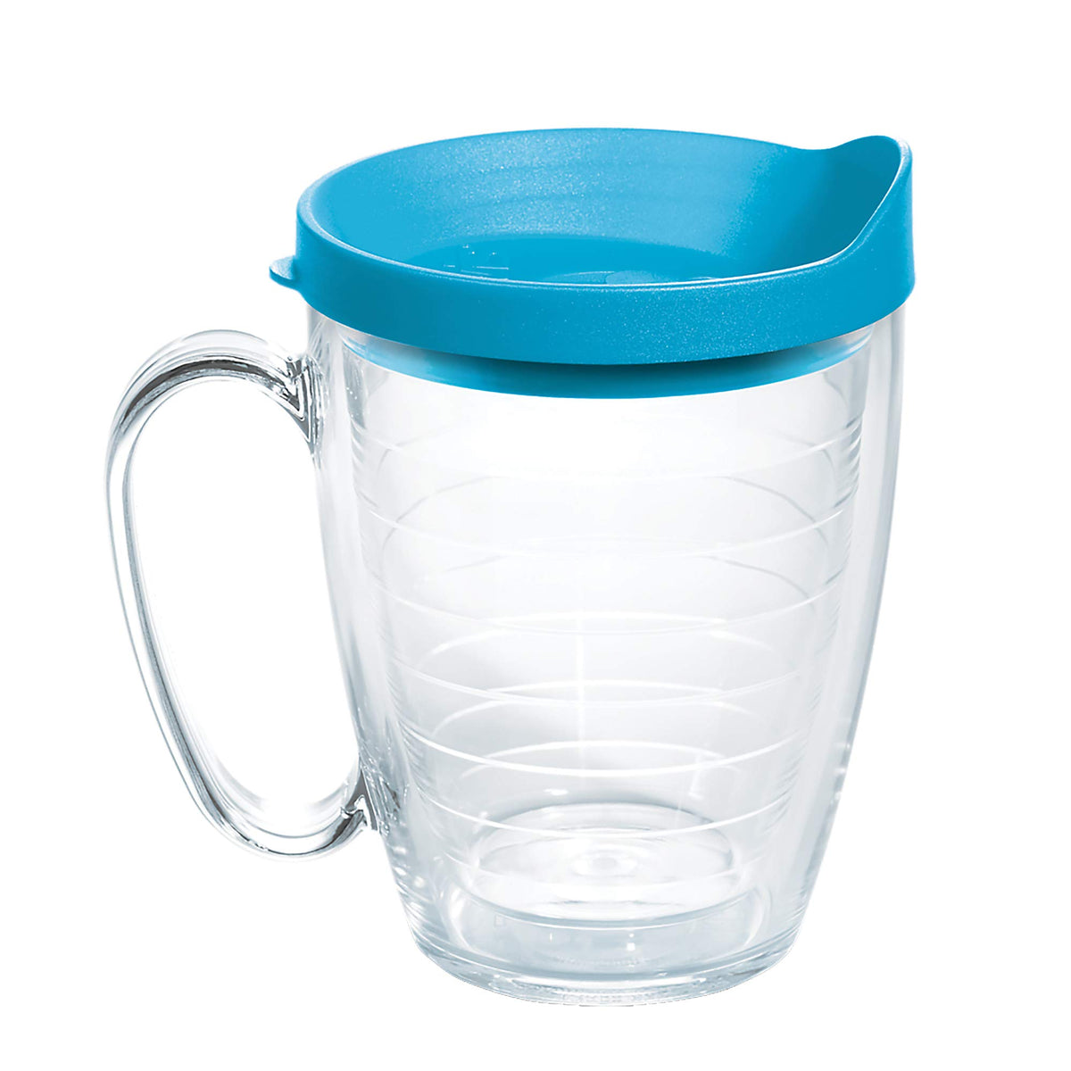 Tervis Clear & Colorful Lidded Made in USA Double Walled Insulated Tumbler Travel Cup Keeps Drinks Cold & Hot, 16oz Mug, Black Lid
