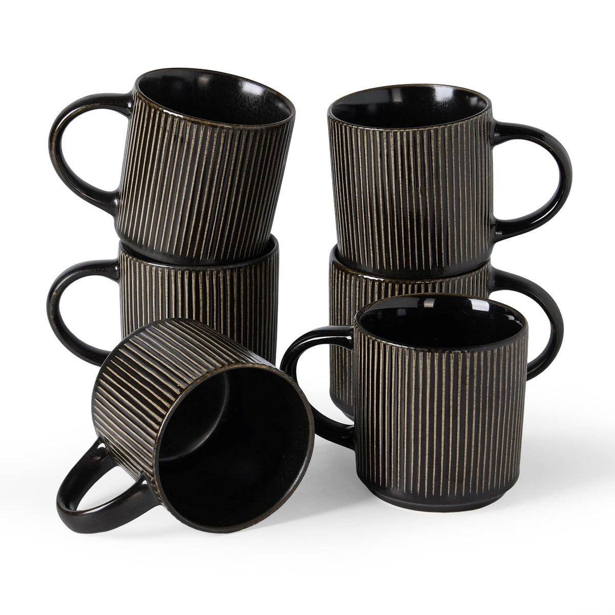 famiware Coffee Mug Set of 4, Star 12 oz Ceramic Mugs Cups Set with Handle