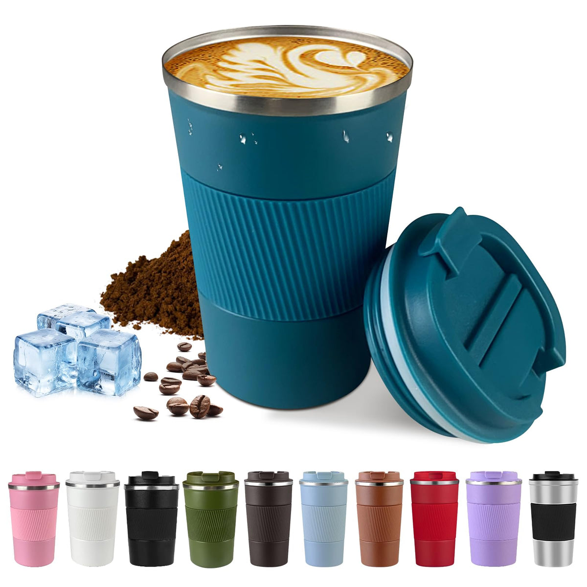 Vacuum Insulated Stainless Steel Travel Coffee Mug,Leak Proof Cup with Lid