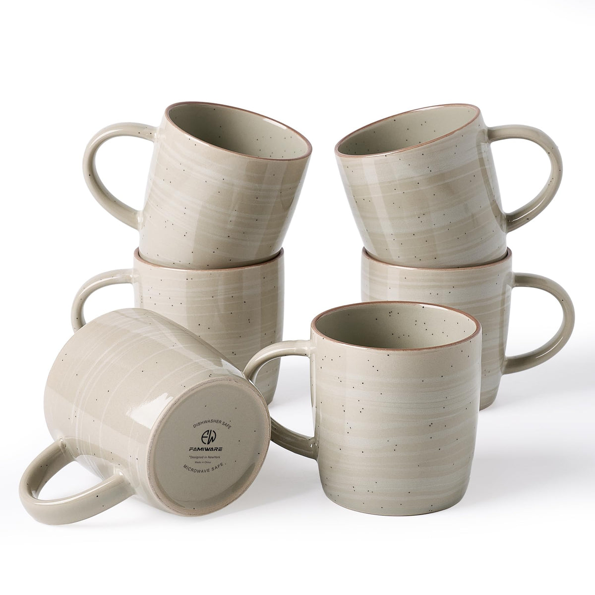 famiware Mercury Coffee Mugs 13 oz, Coffee Mugs Set of 4 with Handle, Cups for Latte, Hot Tea, Cappuccino, Mocha, Cocoa, Multi-color