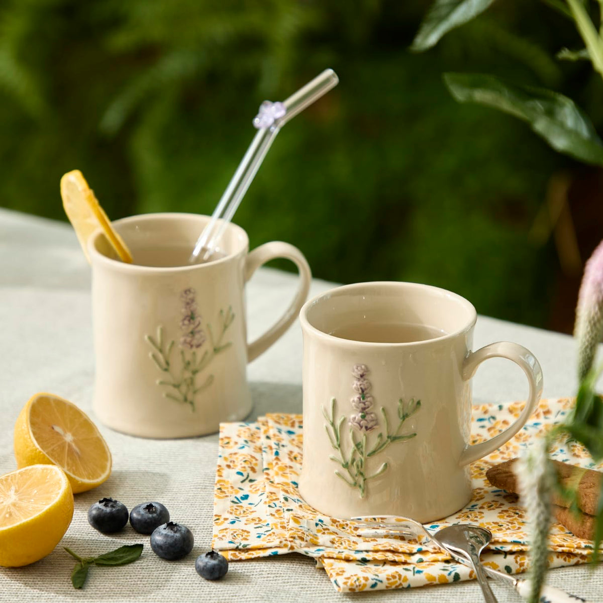 Artisanal Handcrafted Ceramic Mug with Sage Botanical Design - 10oz Off-White Stoneware Coffee Cup, Elegant Purple Sage Pattern, Dishwasher Safe, Comfort Grip Handle for Daily Use