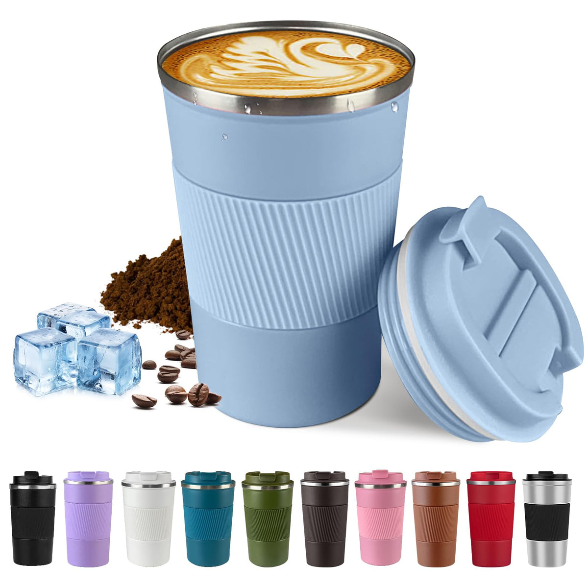 Vacuum Insulated Stainless Steel Travel Coffee Mug,Leak Proof Cup with Lid