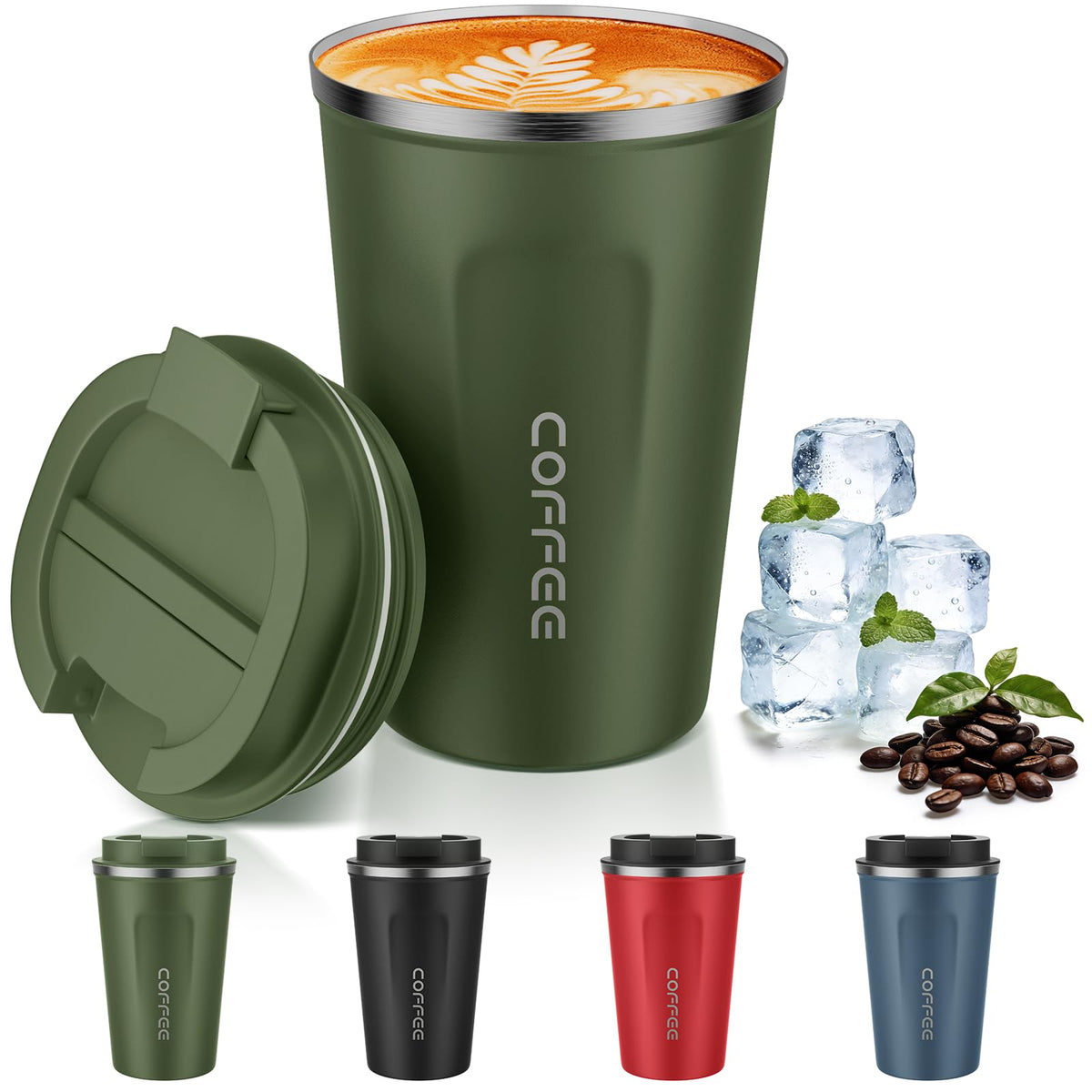 MOMSIV 12oz Travel Coffee Mug, Insulated Coffee Cup with Leakproof Lid