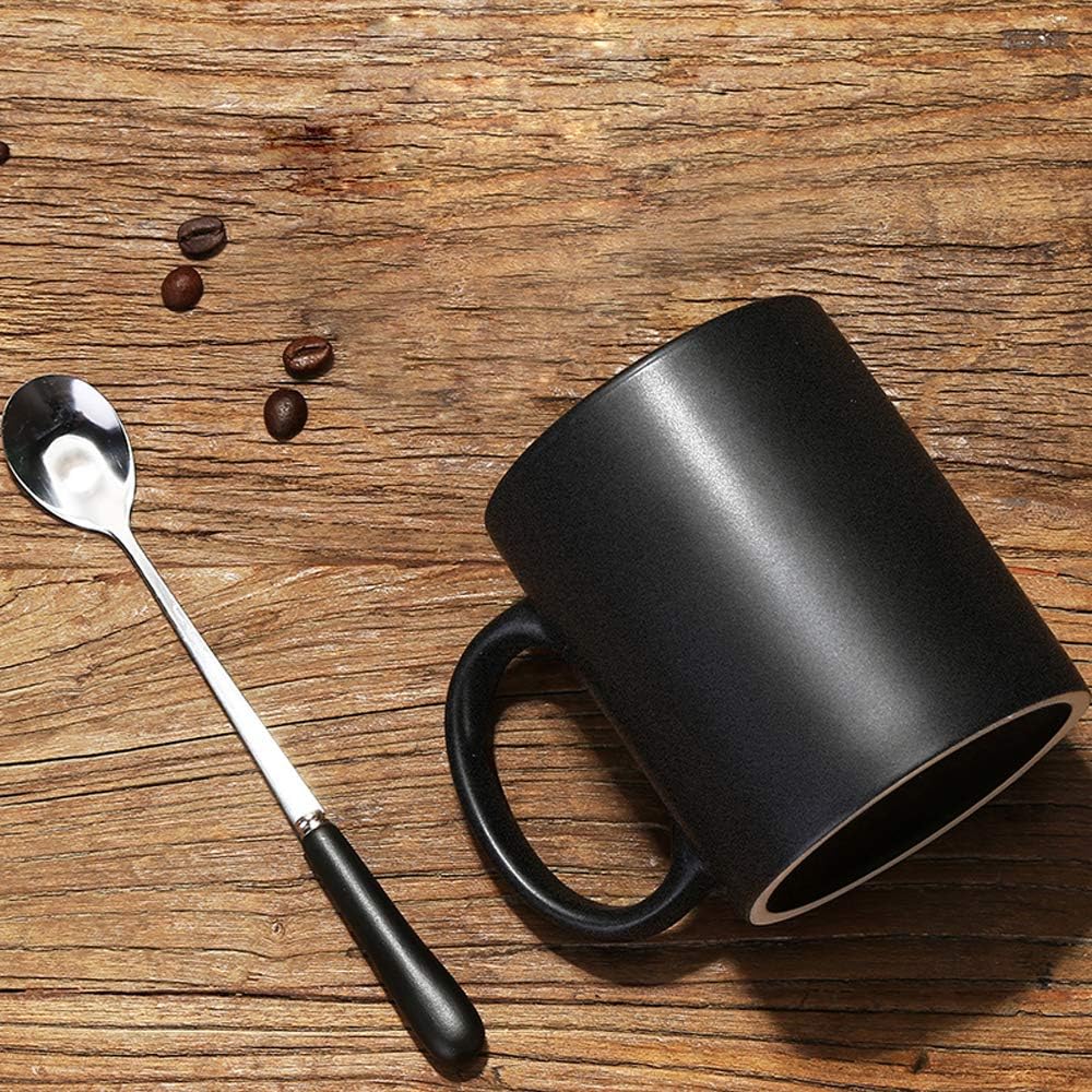 11 oz Matte Black Coffee Mug, Classic Ceramic Cup with Hanlde for Latte Cappuccino Tea, Matt Black